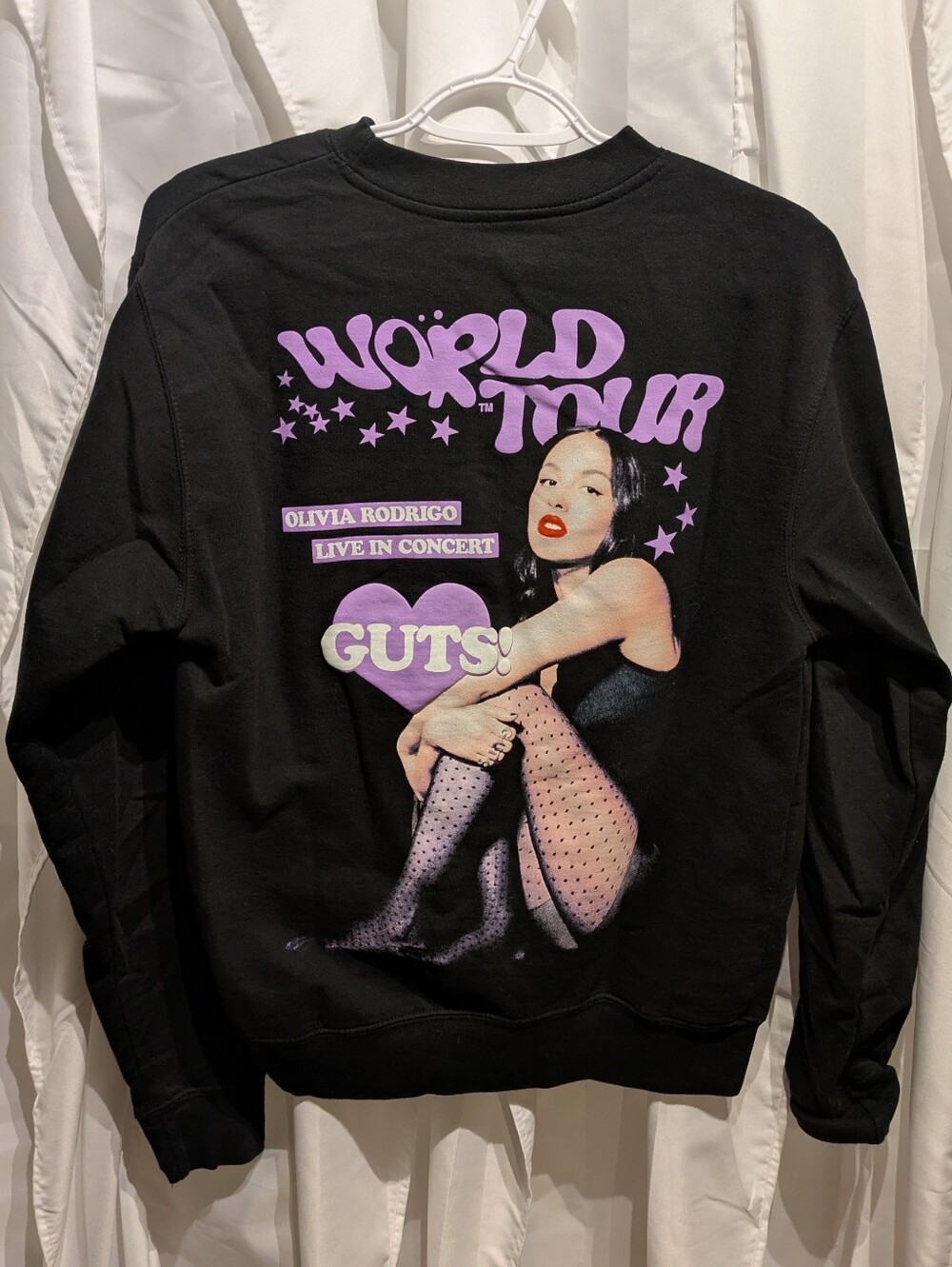 17 Official Olivia Rodrigo GUTS World Tour Crewneck Sweatshirt - Size S Black